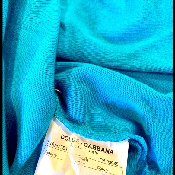 Dolce & Gabbana Turquoise Blue Fitted Hollywood T-shirt - Picture 8 of 8